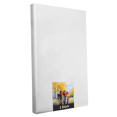 Produktbild von Keilrahmen - 1 Stück - 30 x 80 cm - weiße Künstlerleinwand aus Polyester - zum Bemalen - fertig bespannt - geeignet für Acrylfarben oder Textilfarben