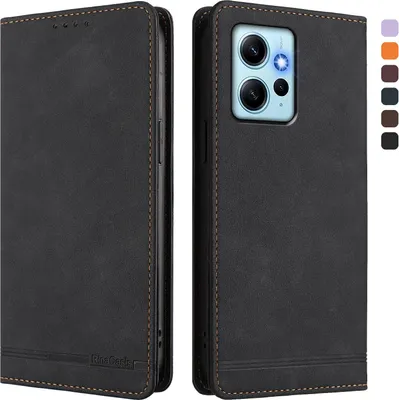 Obrázek produktu pro Pouzdro pro Xiaomi Redmi Note 12 4G, retroPolyuretankožené flip pouzdro s stojánkem a přihrádkami na karty Černý