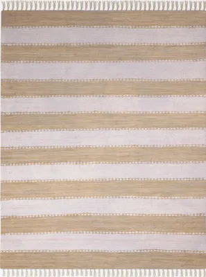 Produktbild von MY-RUG Fleckerlteppich,Aarav, 230x160, Chindi-Teppich beige weiß , aus recycelten Baumwollresten, handgewebt, wendbar, mit Fransen, rechteckig