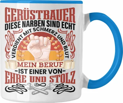 Produktbild von Trendation - Gerüstbauer Tasse Männer Spruch Geschenk Gerüstbaumeister (Blau)
