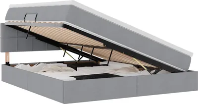 Produktbild von vidaXL LED-Speicherbett mit Matratze Hellgrau 160 x 200 cm Stoff