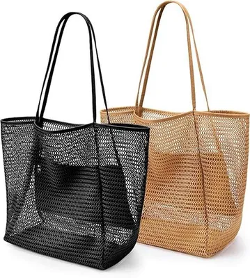 Obrázok produktu pre Plážová taška z nylonovej sieťoviny – dámska plážová taška, skladateľná (max. 23 l), na pláž, piknik a dovolenku