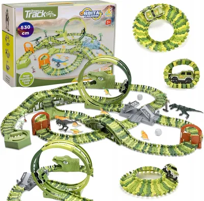 Image de Mega City Dino Park Racetrack Set avec voiture et dinosaure T Rex 324 éléments