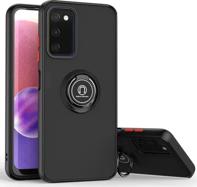 Produktbild von Samsung A03S Hülle, Ring Halter Ständer Matte Transluzent TPU Rahmen Stoßfest Schutzhülle für Samsung Galaxy A03S Dunkelgrau