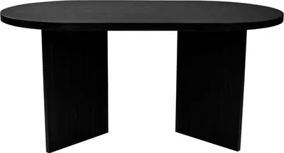 Produktbild von Esszimmertisch Ovi | 160 x 90 cm | Holz Schwarze-Optik | Tischplatte 40mm | Tischbeine in V-Form | ovaler Esstisch mit geraden Kanten | Holztisch Esszimmer | Esstisch Holz