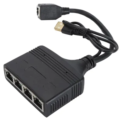 Zdjęcie produktu dla Rozgałęźnik Gigabit Ethernet 1 do 4 portów, adapter sieciowy LAN 1000 Mb/s z złączami RJ45 – stabilna wydajność dla kabli Cat8, Cat7, Cat6, Cat5 i Cat5e