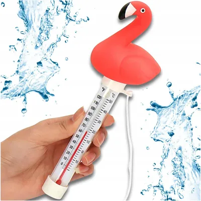 Produktbild von Schwimmthermometer Pool Flamingo Mit Schnur Wasserthermometer Für Pool Teich Spa -10°C Bis +50°C