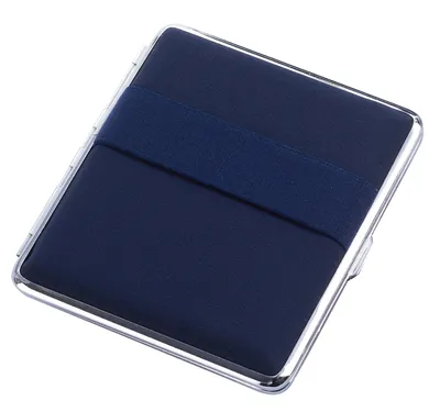 Produktbild von ZIGARETTENETUI mit Gummiband für 20 Zigaretten aus Metall Samtoptik Zigarettenbox Zigarettendose Etui Dose Box Case 55 (Blau)