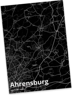 Produktbild von Mr. & Mrs. Panda Postkarte Ahrensburg - Geschenk, Ansichtskarten, Stadt, Grußkarte, Dorf Karte Landkarte Map Stadtplan, bildkarte, Postkarten, Fotokarte