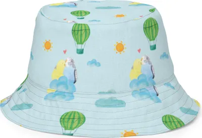 Produktbild von Mr. & Mrs. Panda Sonnenhut Wellensittich Liebe Größe S/M - Blau - Geschenk, Verknallt, Tropenhut, Vögel, Freizeithut, Partner, Anglerhut, Kuscheln, Sommerhut, Umarmung