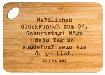 Produktbild von Mr. & Mrs. Panda Holzbrett Spruch 86. Geburtstag - Transparent - Geschenk, schneidbrett, Brett, Schneidebrett, Alter, Feier, Freude, Geburtstagswünsche, küchenbrettchen
