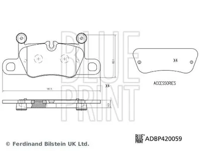 Produktbild von BLUE PRINT Bremsbeläge Satz Hinten für PORSCHE Cayenne Coupe (9YB) ADBP420059