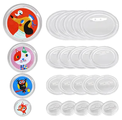 DIY-Acryl-Buttonmaker-Set, 40 leere Buttons, 25/37/44/58 mm, transparent