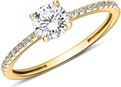 Produktbild von 375er Gelbgold Verlobungsring + Zirkonia von JEWLIX 9K Echtgold VR0461