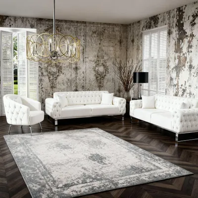 Produktbild von Sofa Set Jumeirah 3-Sitzer+3-Sitzer+Sessel in Samtstoff Spar-Set, in 5 Stofffarben & 3 Fußvarianten erhältlich Farbe: weiß