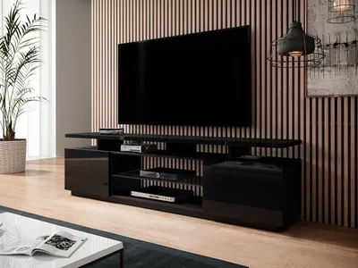 Obrázek produktu pro TV stolek SALTA - černý / lesklý černý