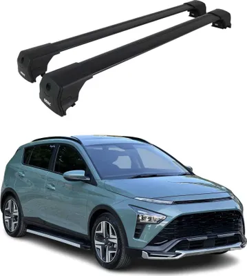 Image de Barres De Toit Transversales pour Hyundai Bayon 2021-2025 Aluminium Noir ABE