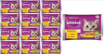 Produktbild von Whiskas Adult 1+ Nassfutter für Katzen in Jelly mit Huhn, Truthahn, 52 Portionsbeutel 13x4x85g