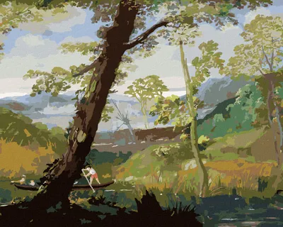 Image de Zuty - Peinture par numéros - PAYSAGE RIVERAIN (ANNIBALE CARRACCI), 40 x 50 cm, sans cadre et sans toile tendue