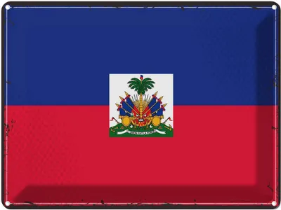 Produktbild von vianmo Blechschild 30x40 cm Haitis Retro Haiti Flagge Fahne Wappen