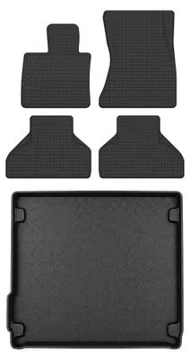 Produktbild von Gummimatten + Kofferraumwanne für BMW X5 F15 2013-2017 (SUV, Standard-Kofferraum) – Schwarz, passgenau – Wielganizator