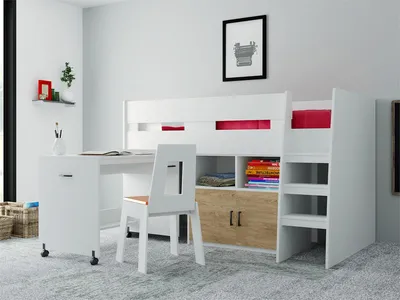 Produktbild von Bett 90x200 cm Hochbett mit Schreibtisch