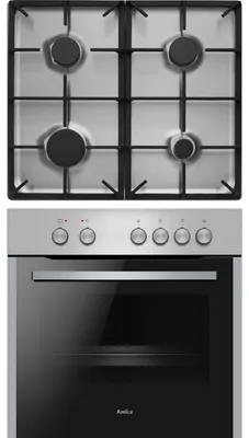 Produktbild von Amica EHEG 933 101 E, Gaskochfeld, 4 Zone(n), Edelstahl, Edelstahl, 58 cm, 51 cm