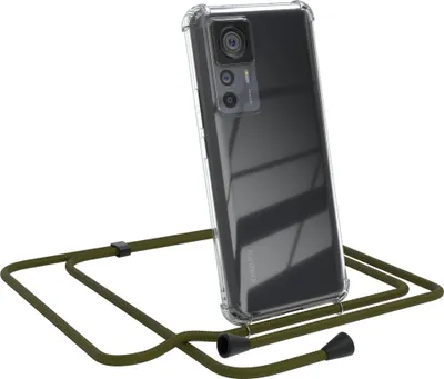 Produktbild von EAZY CASE Handykette kompatibel mit Xiaomi 12T / 12T Pro, Handyhülle mit Umhängeband, Handykordel, Schutzhülle Clear, Band in Grün