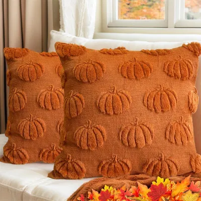 Productafbeelding van Kussensloop set van 2, 40x40 cm, herfstdecoratie, pompoen, Halloween, pluche