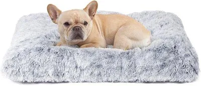 Image de Lit pour chien moelleux, lavable, antidérapant, gris, 60 x 45 cm, en peluche