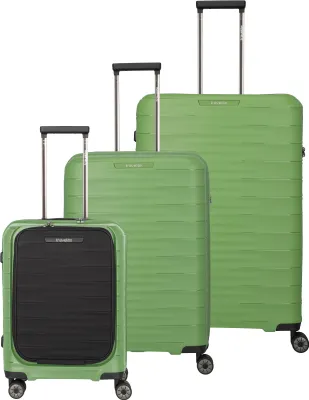 Obrázok produktu pre Sada kufrov Travelite MOOBY s 4 kolieskami, veľkosti L/M/S, s predným vreckom – zelená