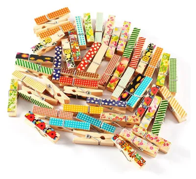 Zdjęcie produktu dla 50 sztuk uroczych mini drewnianych spinaczy do papieru kolorowego, ubrań, zdjęć, spinaczy rzemieślniczych (3,5 x 0,7 cm)