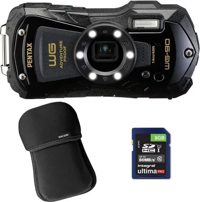 Image de PENTAX Compact étanche WG-90 Noir + Etui + SD 8 Go
