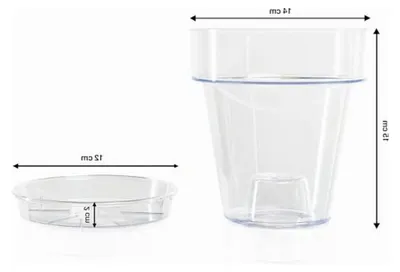 Produktbild von Transparenter Orchideentopf aus Kunststoff mit Ablauflöchern und Untersetzern, 3 Stück (3 - Ø 14 cm)