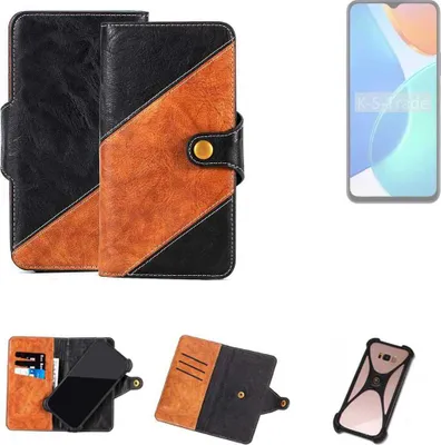 Produktbild von K-S-Trade Handyhülle Schutzhülle Bookstyle Case Wallet-Case kompatibel mit Honor X6 Handy Cover Bumper Klapphülle schwarz hellbraun 1x