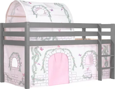 Produktbild von Spielbett >PINO< in Kiefer massiv grau lackiert - 210x114x106 (BxHxT)