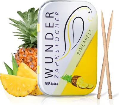 Produktbild von WUNDER Zahnstocher PINEAPPLE Dose 100 Stück