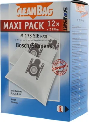 Produktbild von Cleanbag M 173 SIE maxi, Staubbeutel, Universal, Weiß, Fleece, D, E, F, G, H, Bosch, Siemens