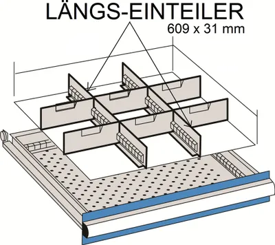 Produktbild von Längs-Einteiler für 609 x 31mm