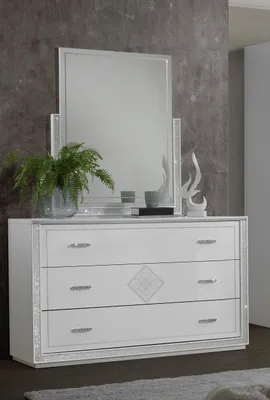 Produktbild von Moderne Kommode und Spiegel New Gemma in Weiß / Silber