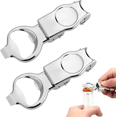 Produktbild von Flasenöffner aus Edelstahl – 2 Stück – Klappbarer Flaschenöffner mit wasserdichtem Verschluss – Für Zuhause, Bar, Camping und Reisen
