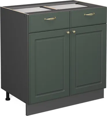 Produktbild von Vicco Küchenunterschrank Fame-Line, 80 cm ohne Arbeitsplatte, Grün-Gold Landhaus/Anthrazit