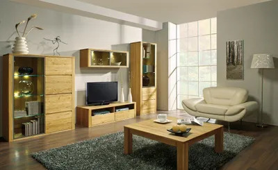 Produktbild von Easy Möbel Wohnzimmer Komplett - Set O Jussara, 5 - teilig, teilmassiv, Farbe: Natur