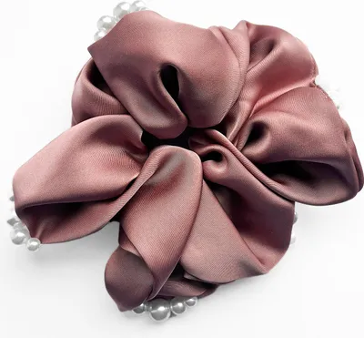 Produktbild von Klassisches Haargummi aus perligem Satin Glamour Rosa