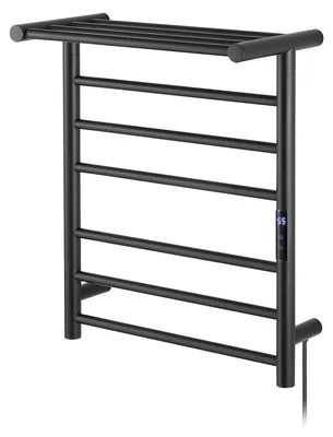 Productafbeelding van SAT elektrische handdoekdroger met opbergruimte, zwart, mat, 61,4 x 50 cm