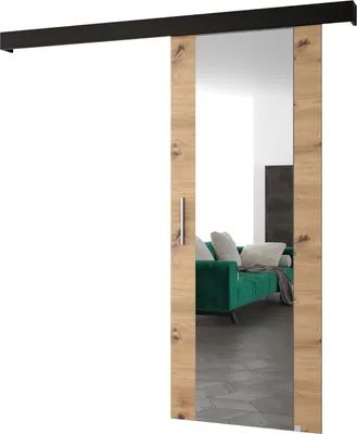 Produktbild von MEBLE KRYSPOL Schiebetürsystem SALWADOR 2 mit Schienenabdeckung und Spiegel, Einbautüren, 90x204cm, Artisan