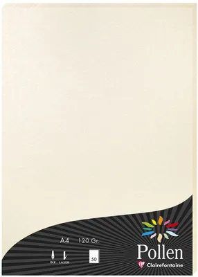 Obrázek produktu pro Clairefontaine 24303C Packung mit 50 Blatt Pollen, DIN A4, 210 x 297 mm, 120g, Perlmutt Elfenbein