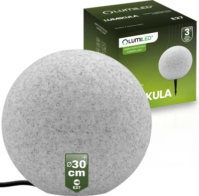 Obrázek produktu pro LUMILED kamenné globe světlo venkovní 30cm venkovní globe světlo globe lampa zahradní globe venkovní světlo globe světlo cesty IP44 E27 zásuvka připojovací kabel 1,95 m