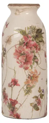Produktbild von Clayre & Eef Vase Ø 8x20 cm Beige Keramik Blumen