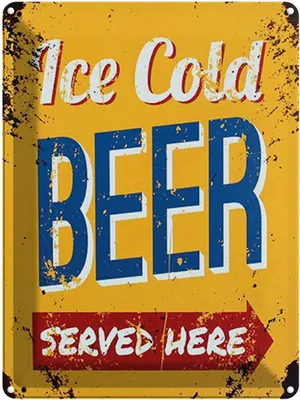 Produktbild von vianmo Blechschild 40x30 cm Retro Ice Cold Beer served here Bier